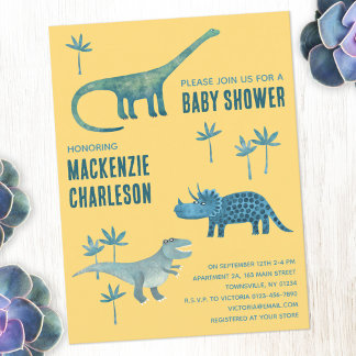 Cute Dinosaur Baby Shower Invitation Postcard