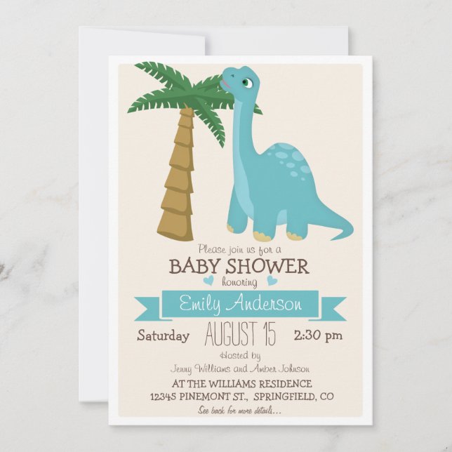 Cute Dinosaur Baby Shower or Sprinkle Invitation (Front)