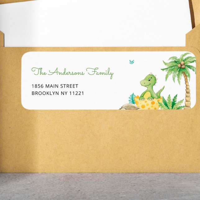 Cute Dinosaur Baby Shower Return Address (Creator Uploaded)