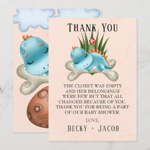 Cute Dinosaur Baby Shower Thank You Card