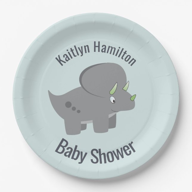 Cute Dinosaur | Baby Shower To Honour the New Mum Paper Plate (Front)
