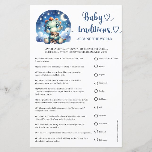 Cute Dinosaur Baby Traditions around the world (Front)