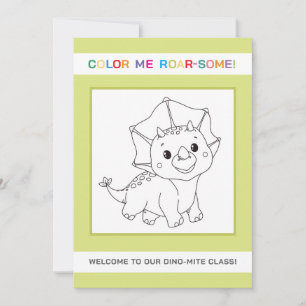 Cute Dinosaur Back to School Colouring Welcome Car Invitation