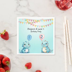 Cute Dinosaur Balloon Boy friends birthday party Napkin