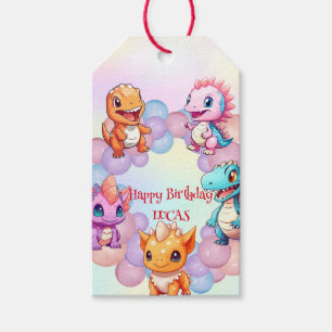 Cute dinosaur Balloon School kids birthday party Gift Tags