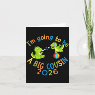 Cute Dinosaur Big Cousin 2026 Pregnancy Reveal  Card