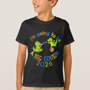 Cute Dinosaur Big Cousin 2026 Pregnancy Reveal T-Shirt