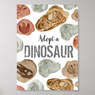 Cute dinosaur birthday adopt a dinosaur poster