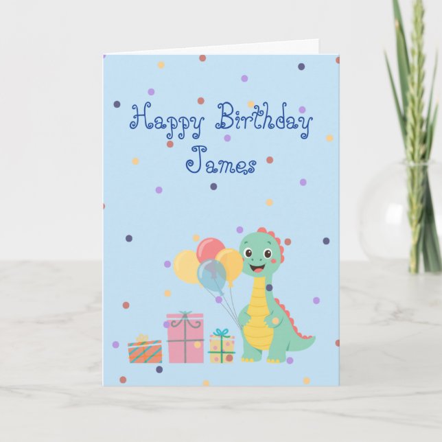 Cute Dinosaur Birthday Card (Front)