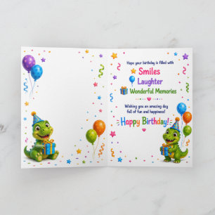 Cute Dinosaur Birthday Card for Kids – Happy Birth