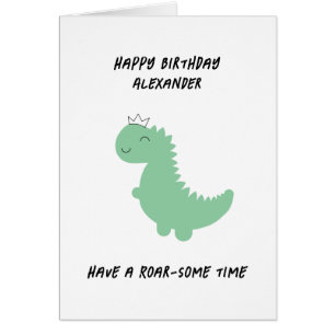 Cute Dinosaur Birthday Card, fun. Custom  
