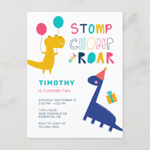 Cute Dinosaur Birthday Colourful Party Boys  Postcard
