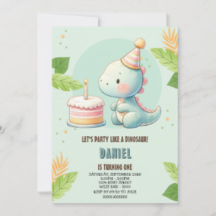 Cute Dinosaur Birthday Invitation