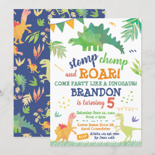 Cute Dinosaur Birthday Invitation