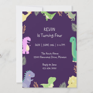 Cute Dinosaur Birthday Invitation