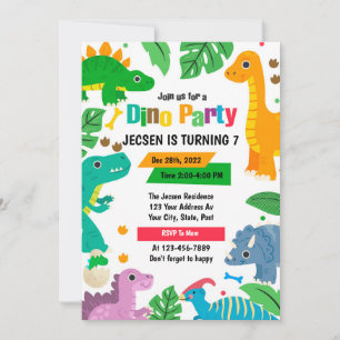 Cute Dinosaur Birthday Invitation