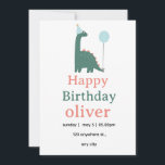 Cute Dinosaur Birthday Invitation for Kids,<br><div class="desc">Adorable dinosaur birthday invitation perfect for kids and toddler parties. This cute green dino design is ideal for a boy’s birthday celebration, featuring a playful illustration and soft pastel colors. Fully customizable with name, age, date, time, and location. Perfect for dinosaur theme birthday parties, preschool celebrations, and printable party invites...</div>