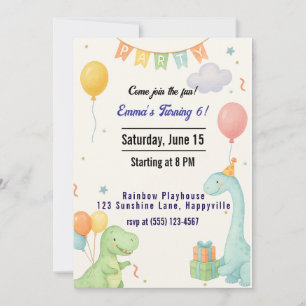 Cute Dinosaur Birthday Invitation – Gender Neutral