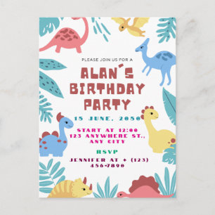 Cute Dinosaur Birthday Invitation Postcard
