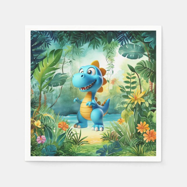 Cute Dinosaur Birthday Napkins (Front)