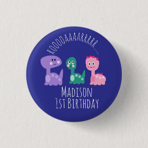 Cute Dinosaur Birthday Party Colourful 3 Cm Round Badge