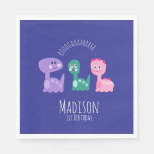 Cute Dinosaur Birthday Party Colourful Invitation Napkin