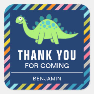 Cute Dinosaur Birthday Party Favour Sticker