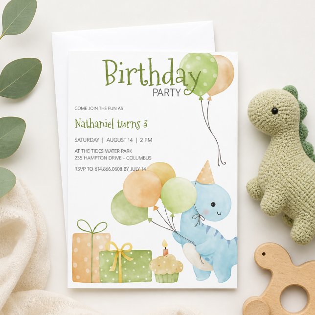 Cute Dinosaur Birthday Party  Invitation (Creator Uploaded)