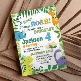 Cute Dinosaur Birthday Party Invitation