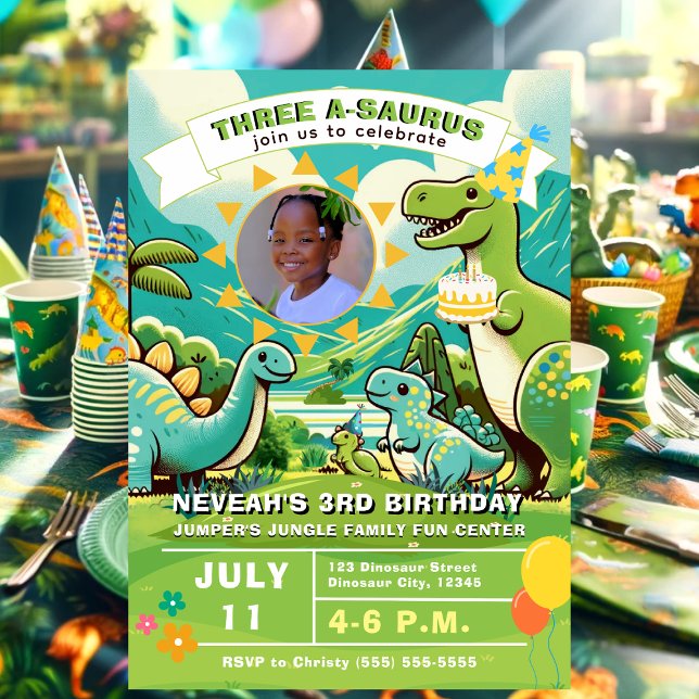 Cute Dinosaur Birthday Party Invitation (Dinosaur Birthday Invitation)