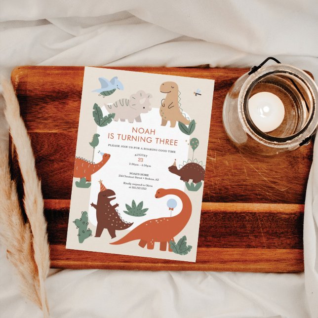 Cute Dinosaur Birthday Party Invitation (Creator Uploaded)