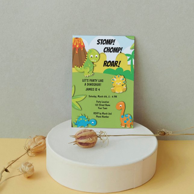 Cute Dinosaur Birthday Party Invitation (Creator Uploaded)