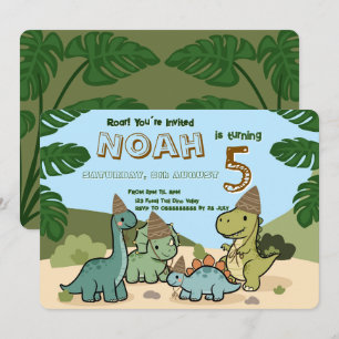 Cute Dinosaur Birthday Party Invitation Editable