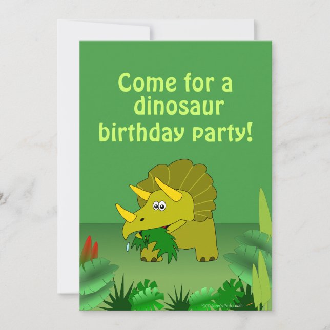 Cute Dinosaur Birthday Party Invitations Template (Front)