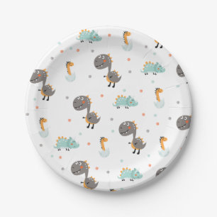 Cute Dinosaur Birthday Party Paper Plate