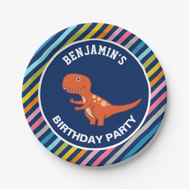 Cute Dinosaur Birthday Party Paper Plate (Front)