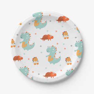 Cute Dinosaur Birthday Party Paper Plate