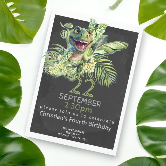 Cute Dinosaur Birthday Party Personalised Invitation (Dinosaur birthday party invitations from Ricaso. Printed or downloadable )
