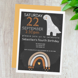 Cute Dinosaur Birthday Party Personalised Invitation