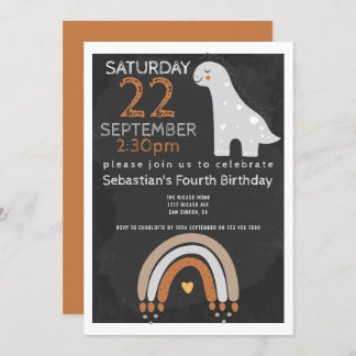 Cute Dinosaur Birthday Party Personalised Invitation