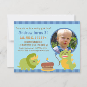 Cute Dinosaur Birthday Party Photo Invitation