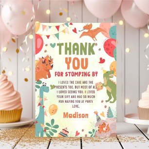 Cute Dinosaur Birthday Party Thank You Card