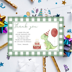 Cute Dinosaur birthday party thank you Card