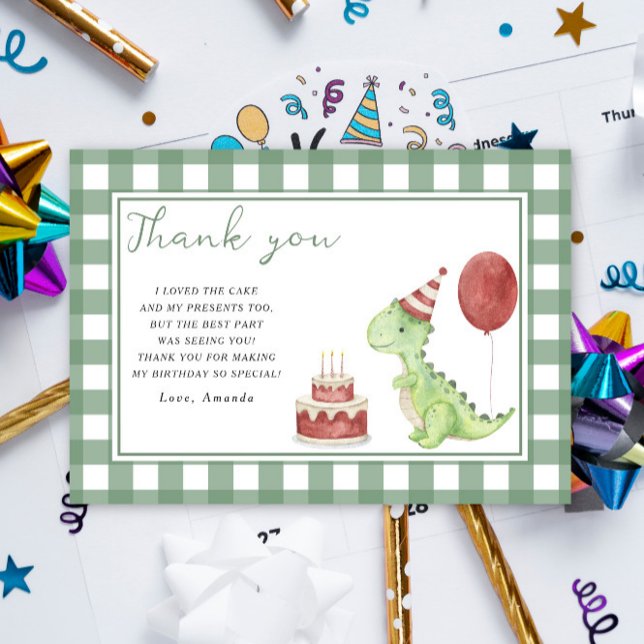 Cute Dinosaur birthday party thank you Card (Creator Uploaded)