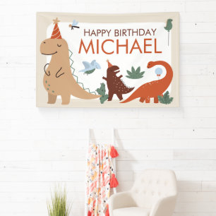 Cute Dinosaur Birthday Party Welcome Banner Sign