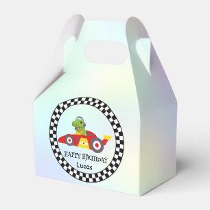 Cute Dinosaur Birthday racing car boy kids name Favour Box
