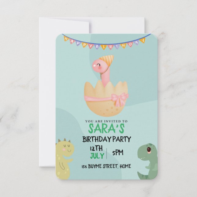 Cute Dinosaur Birthday Save The Date (Front)
