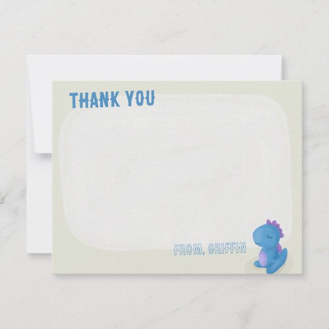 Cute Dinosaur Birthday Thank You Cards (Front)