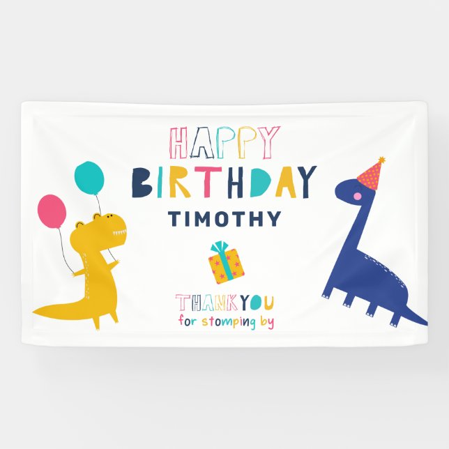 Cute Dinosaur Birthday Thanks for Stomping by Banner (Horizontal)