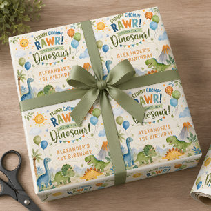 Cute Dinosaur Birthday Wrapping Paper Boy